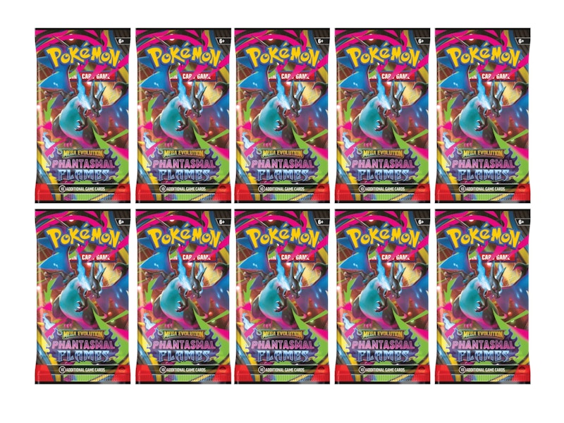 2025 Pok¨¦mon Mega Evolution Phantasmal Flames Mega Charizard X Booster Pack 10x Lot