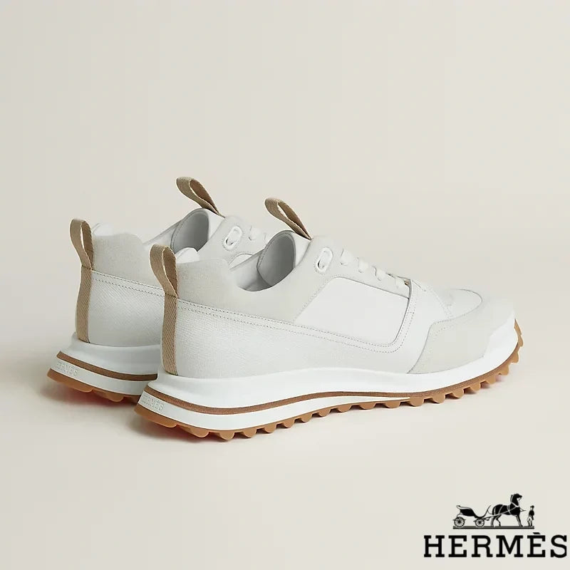 Herm¨¨s womens shoes men sneaker White Mixed Material Hiking Sneakers