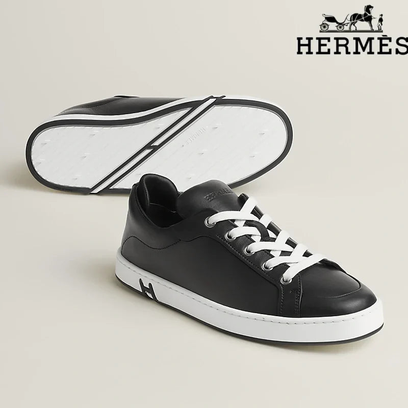 Herm¨¨s Black Leather Sneakers