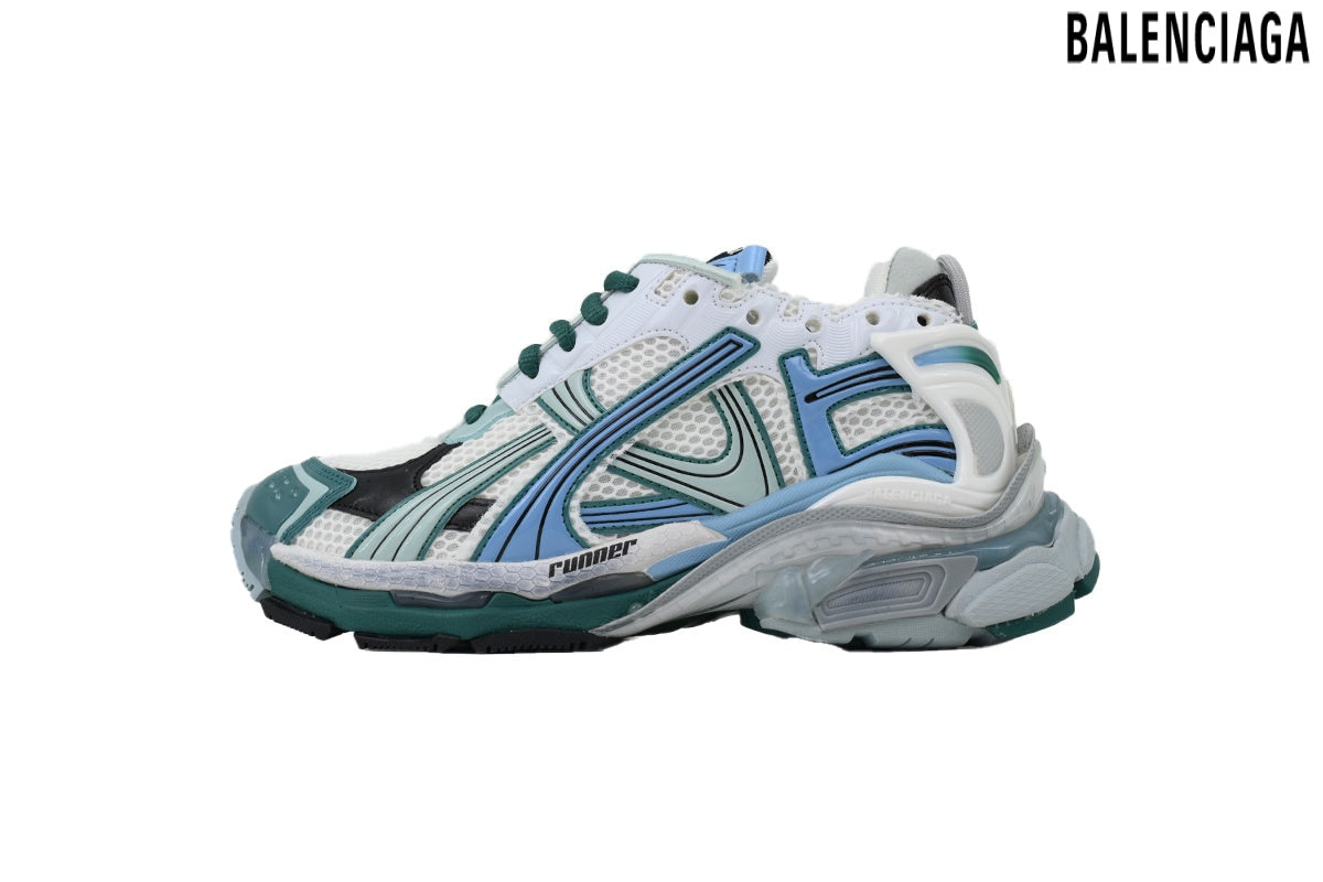 Balenciaga Runner men's shoes  women sneakers¨C White, Green & Blue (Premium)