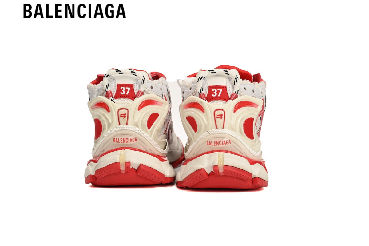Balenciaga Runner Sneaker ¡ª White Mesh & Red Synthetic Overlays