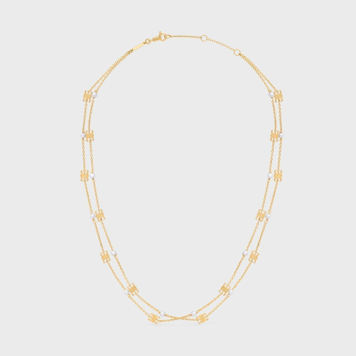 Celine Pearl Double 18K Gold Necklace