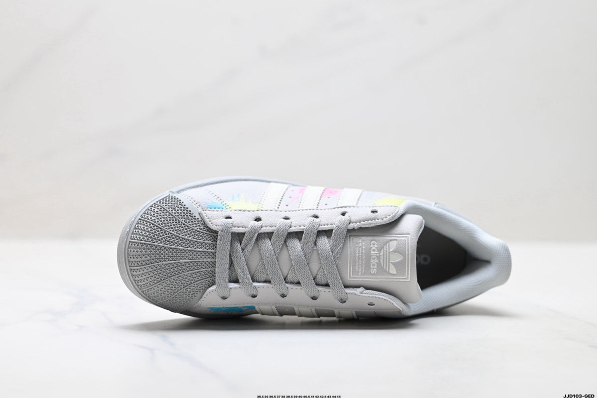 adidas Originals Superstar ¡ª Light Gray Multicolor Paint Splash | Shell Toe