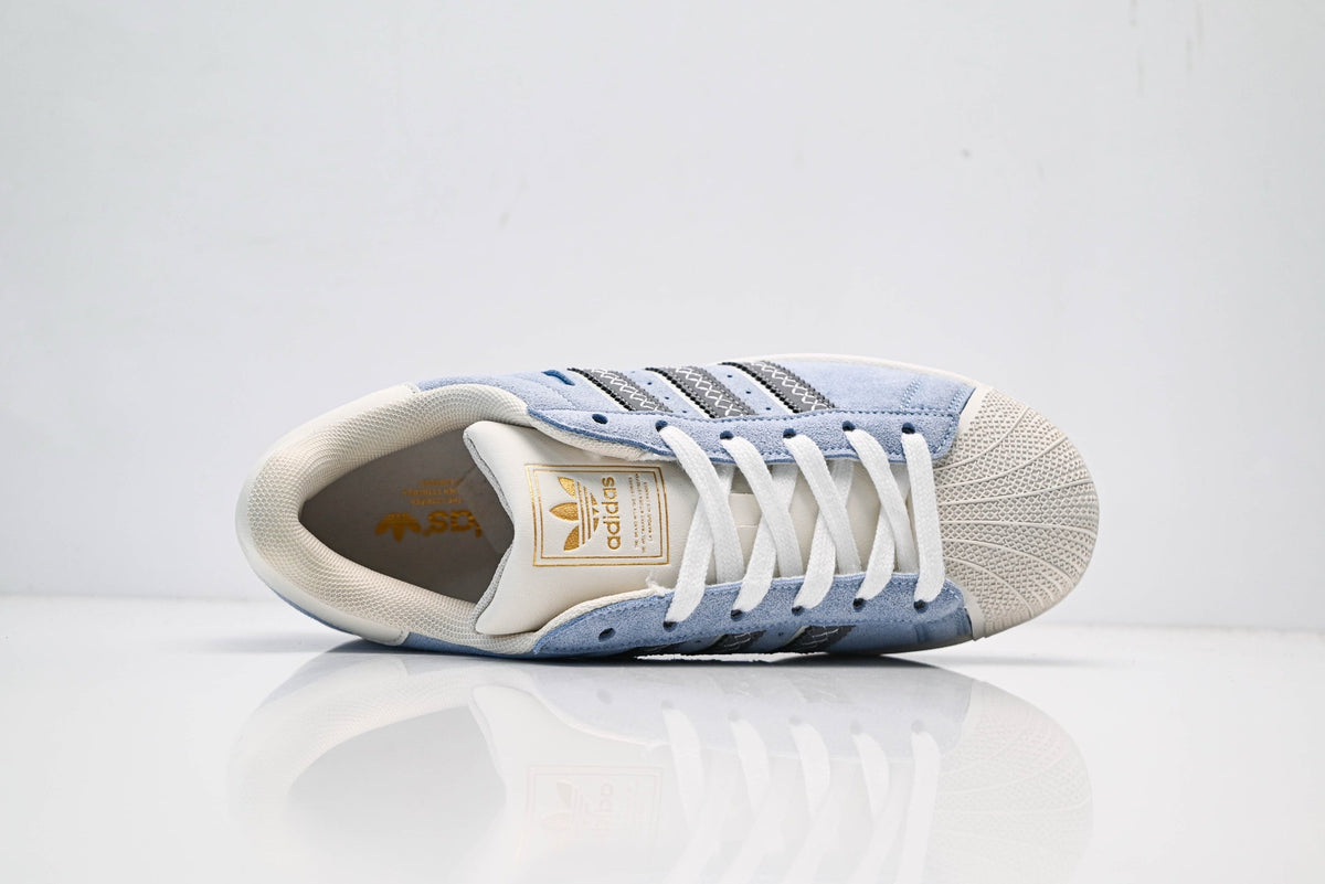 adidas Originals Superstar ¨C Light Blue Suede Upper with Off-White Shell Toe