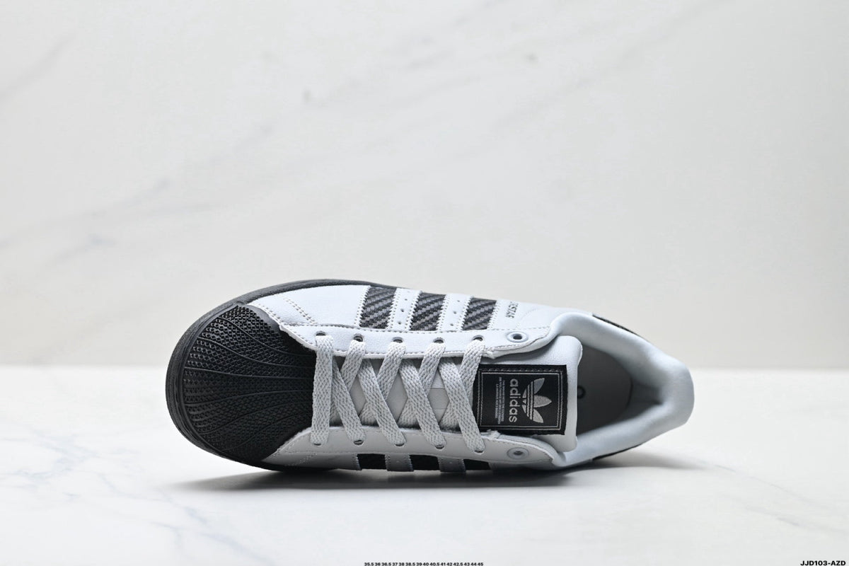 adidas Originals Superstar ¡ª Light Grey & Black Woven | White Shell Toe