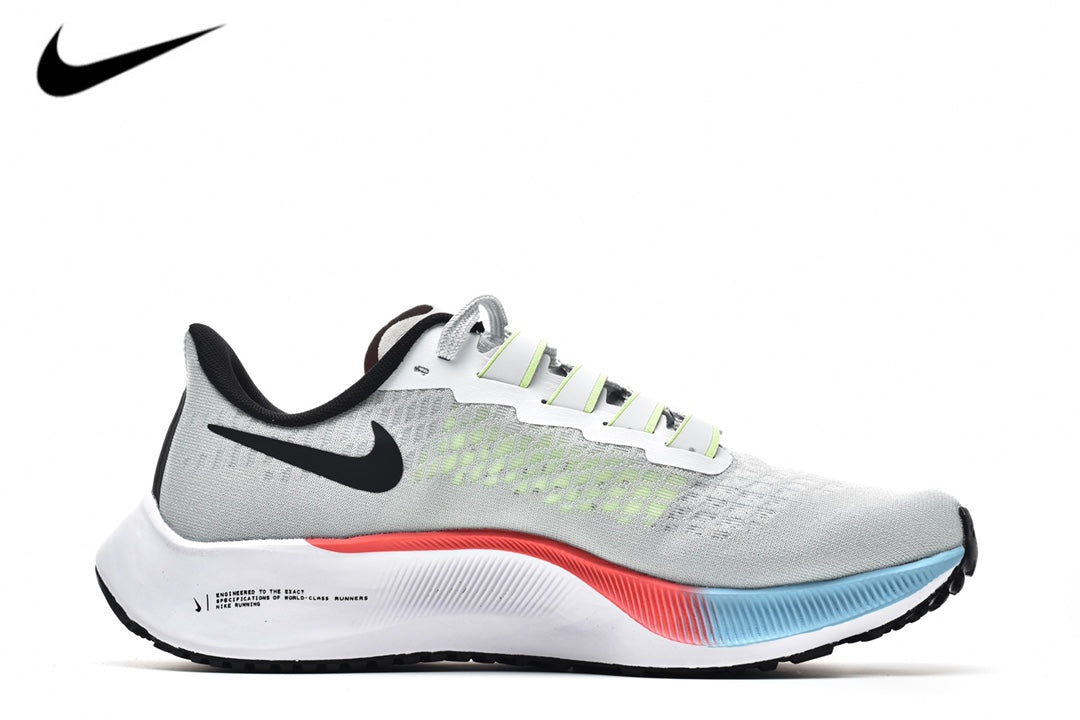 Nike Air Zoom Pegasus 37 ¨C Light Grey / Black / Multi-Color Mesh Running Sneakers