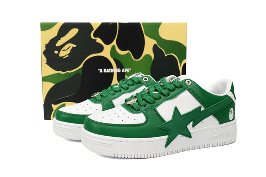 A BATHING APE BAPE STA Green & White Oversized-Star Sneakers | Women's & Men's Skate-Inspired Shoes