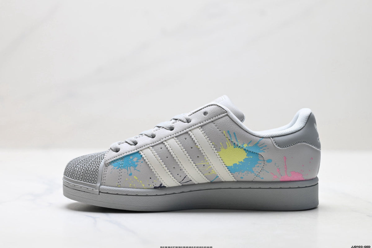 adidas Originals Superstar ¡ª Light Gray Multicolor Paint Splash | Shell Toe