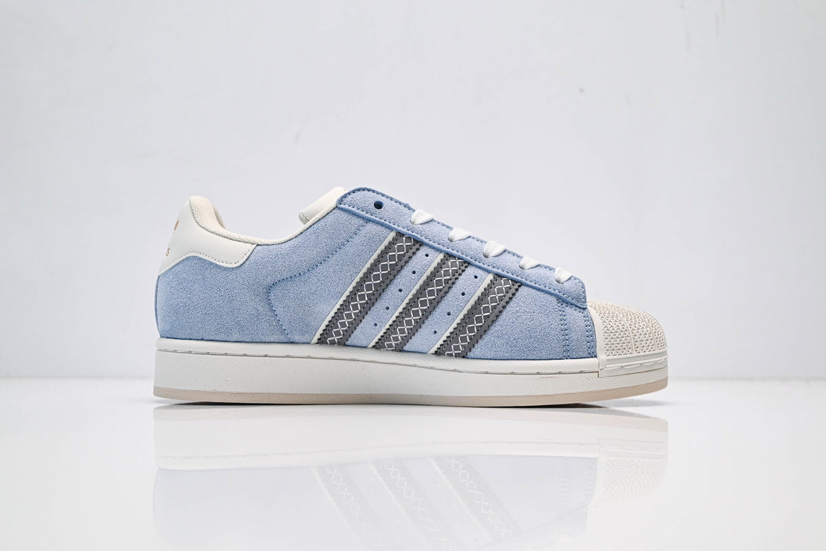 adidas Originals Superstar ¨C Light Blue Suede Upper with Off-White Shell Toe