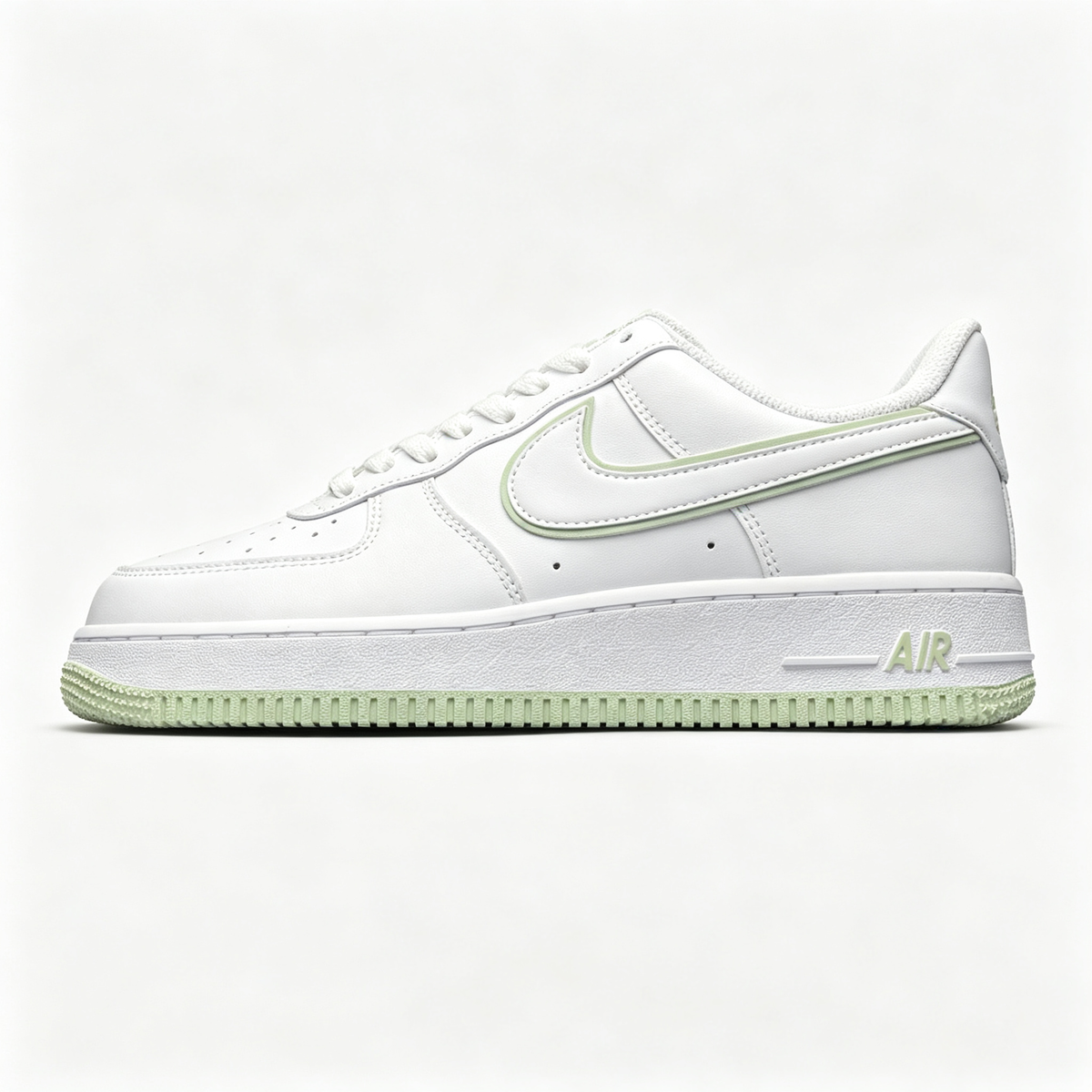 Nike Air Force 1 '07 Low Custom ¨C White / Honeydew Outline Swoosh