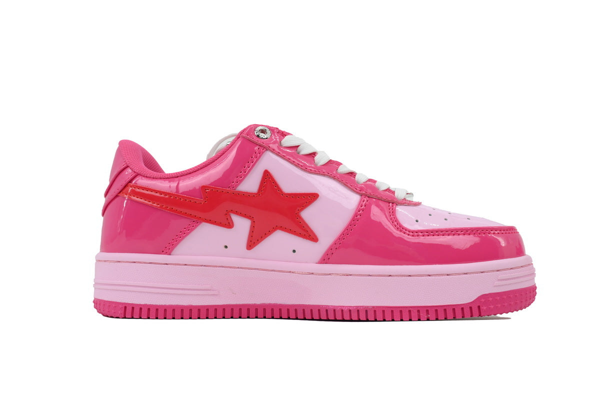 A BATHING APE BAPE STA Glossy Hot Pink Hello Kitty Graphic Sneakers | Women's & Men's Skate-Inspired Shoes