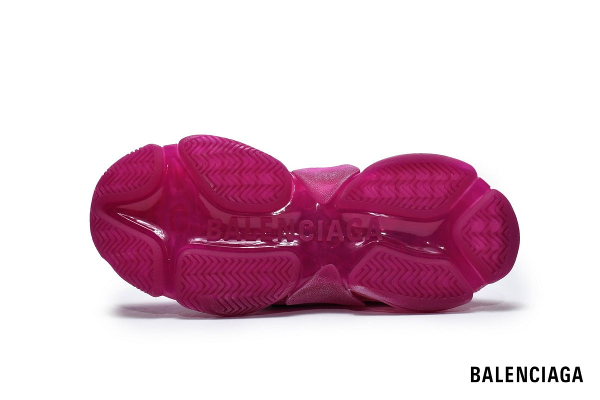 Balenciaga Triple S men's shoes  women sneakers ¨C Fuchsia & Clear Sole