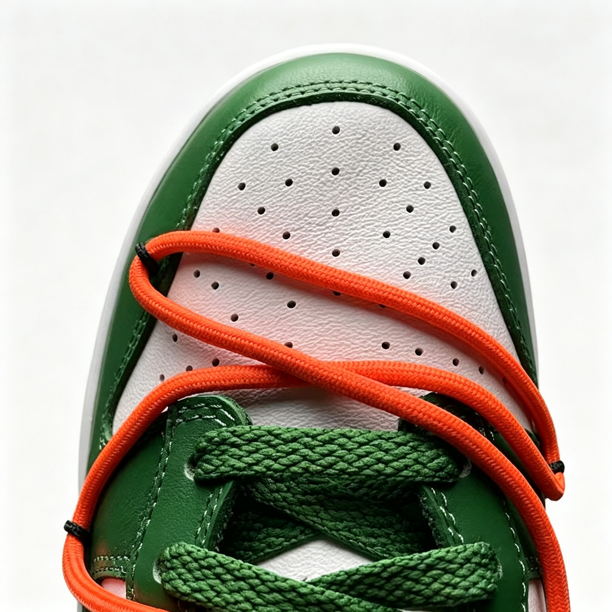 Nike Dunk Low Sneakers ¨C White / Green / Orange | Lace-Lock Tag Detail