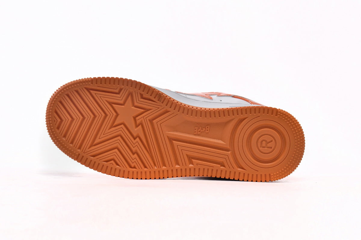 A BATHING APE BAPE STA Orange & White Sneakers | Women's & Men's Skate-Inspired Shoes