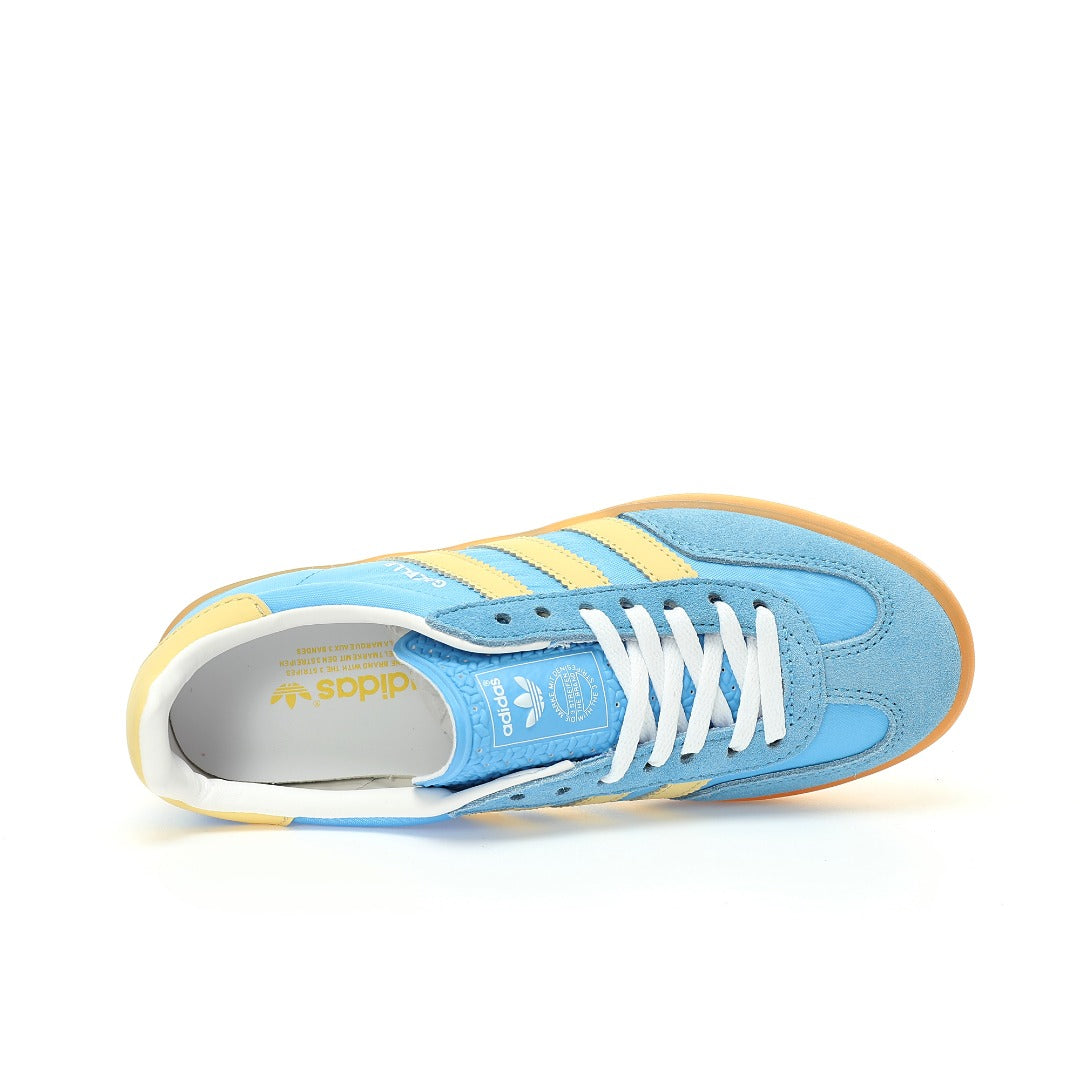 Adidas Originals Gazelle Indoor ¨C Light Blue / Yellow Gum Suede Low-Top Sneakers