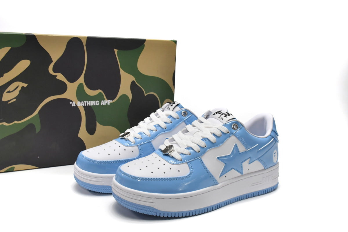 A BATHING APE BAPE STA Light Blue & White Sneakers | Women's & Men's Skate-Inspired Shoes