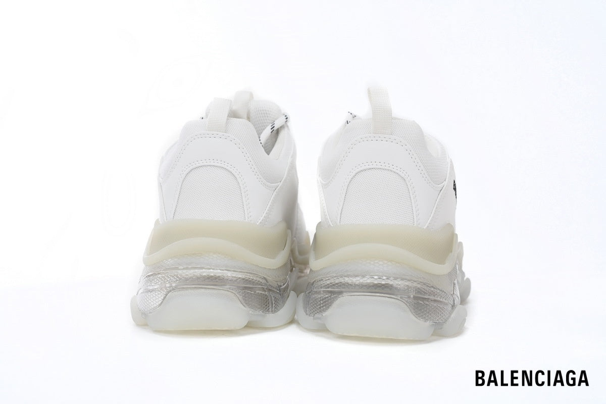 Balenciaga Triple S men's shoes  women sneakers ¨C White & Clear Sole II