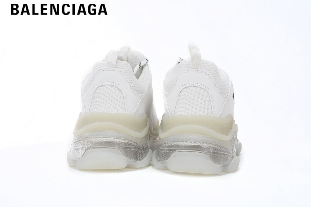 Balenciaga Triple S men's shoes  women sneakers ¡ª White, Clear Sole