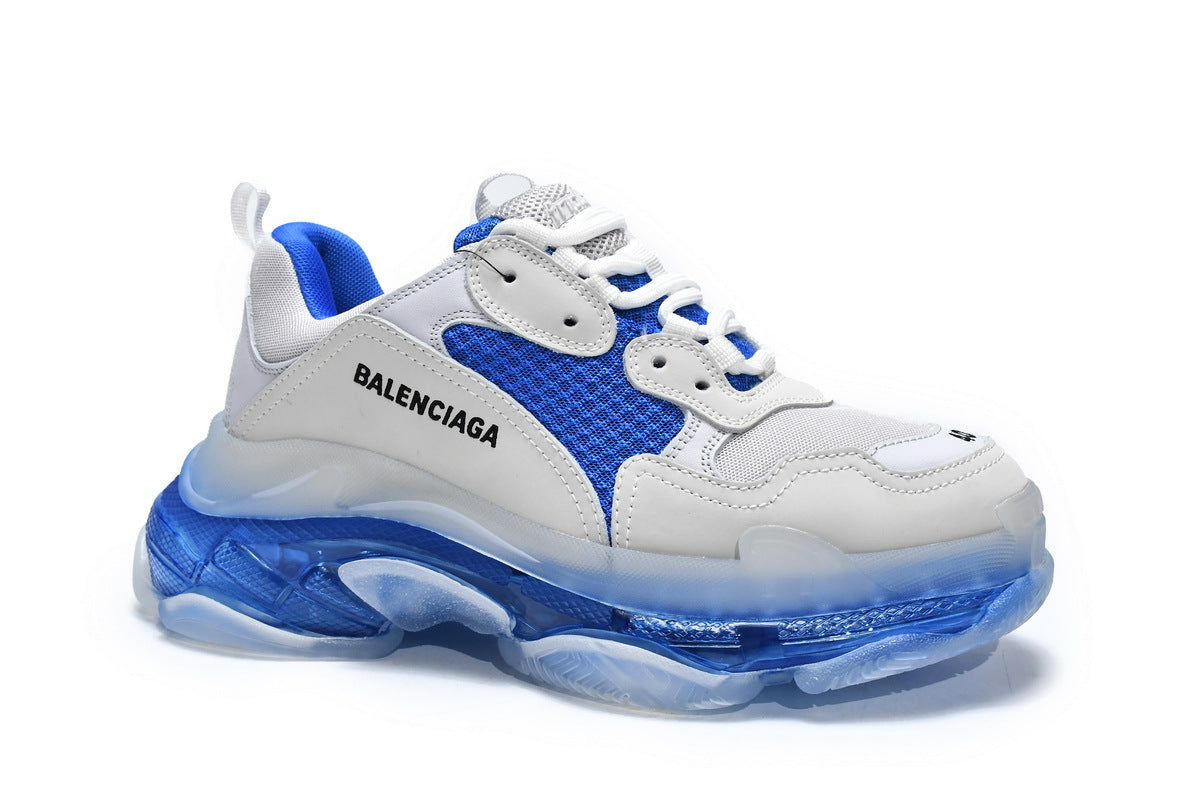 Balenciaga men's shoes Track Triple S Clear Sole Sneakers balenciaga runners  White and blue