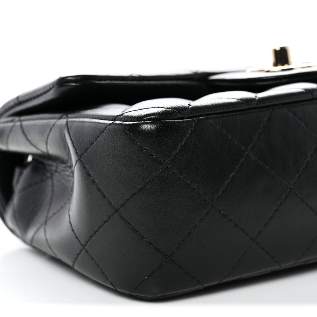 Lambskin Quilted Mini Rectangular Flap Black