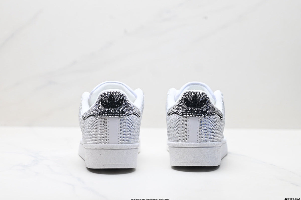 adidas Originals Superstar Custom ¡ª Silver Black Rhinestone | White Shell Toe