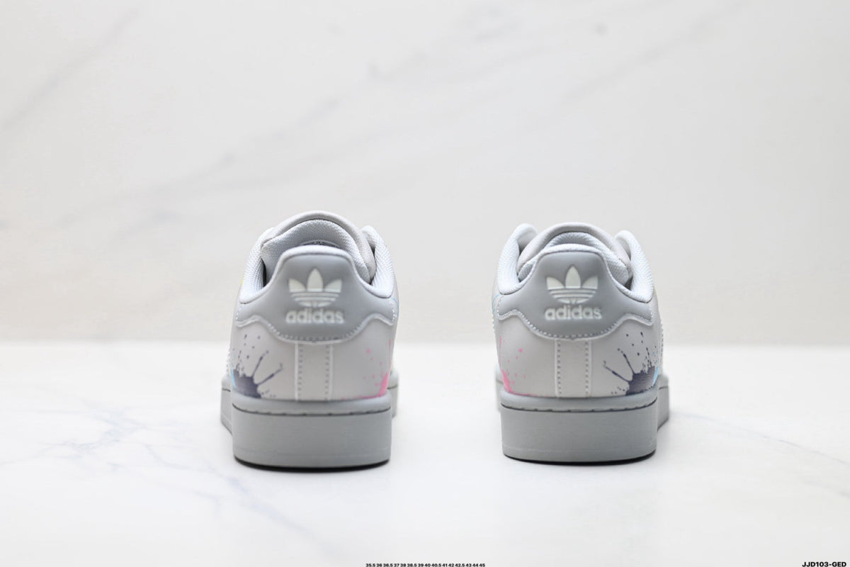 adidas Originals Superstar ¡ª Light Gray Multicolor Paint Splash | Shell Toe