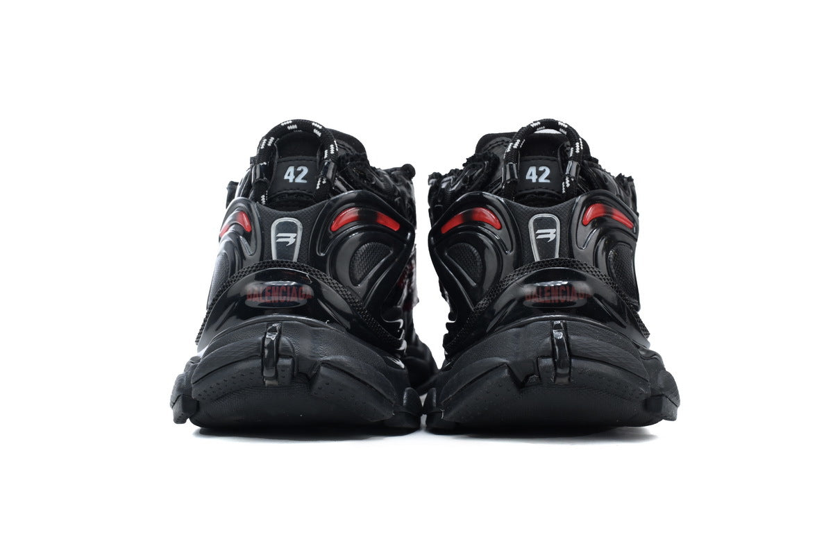 Balenciaga  men's shoes Track  Runner Sneaker ¨C Distressed Low-Top balenciaga runners Black and Red
