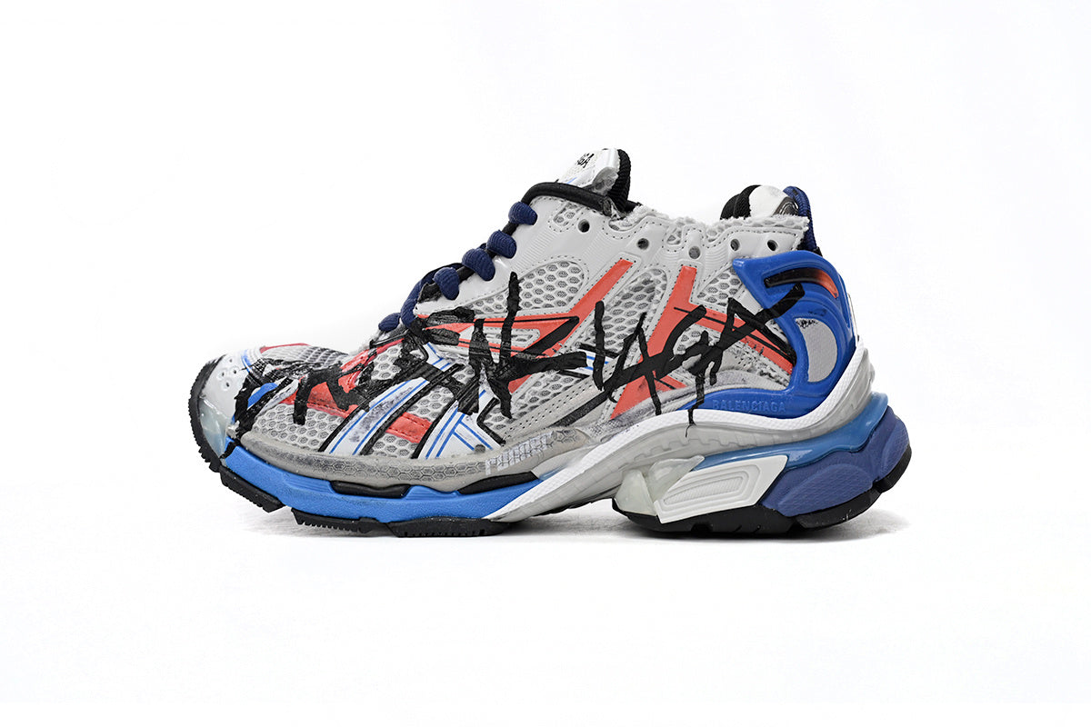Balenciaga men's shoes Track Runner Sneaker ¨C Distressed Low-Top  balenciaga runners  Red, white, and blue