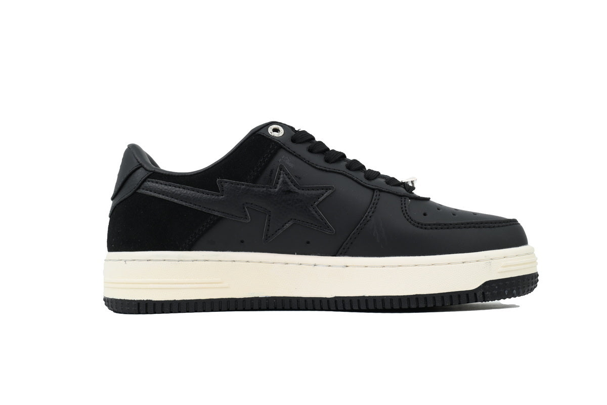 A BATHING APE BAPE STA Black & Cream Tonal-Star Sneakers | Women's & Men's Skate-Inspired Shoes
