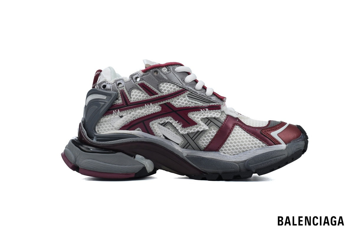 Balenciaga Runner men's shoes  women sneakers¨C White & Burgundy