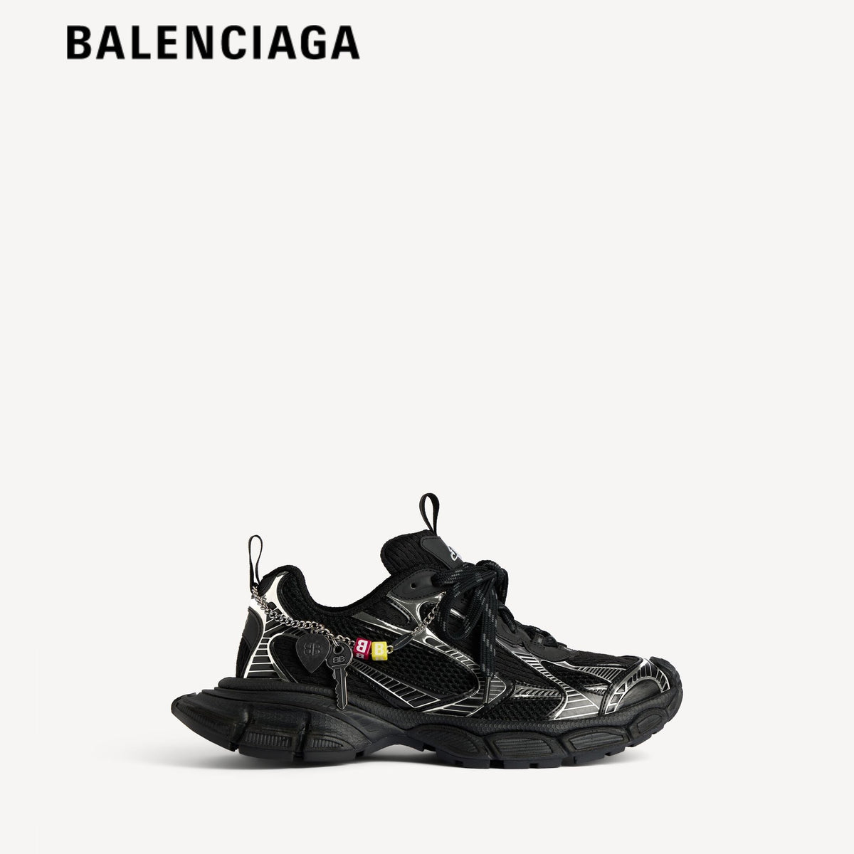 Balenciaga 3XL men's shoes  women sneakers Black Silver With Charm