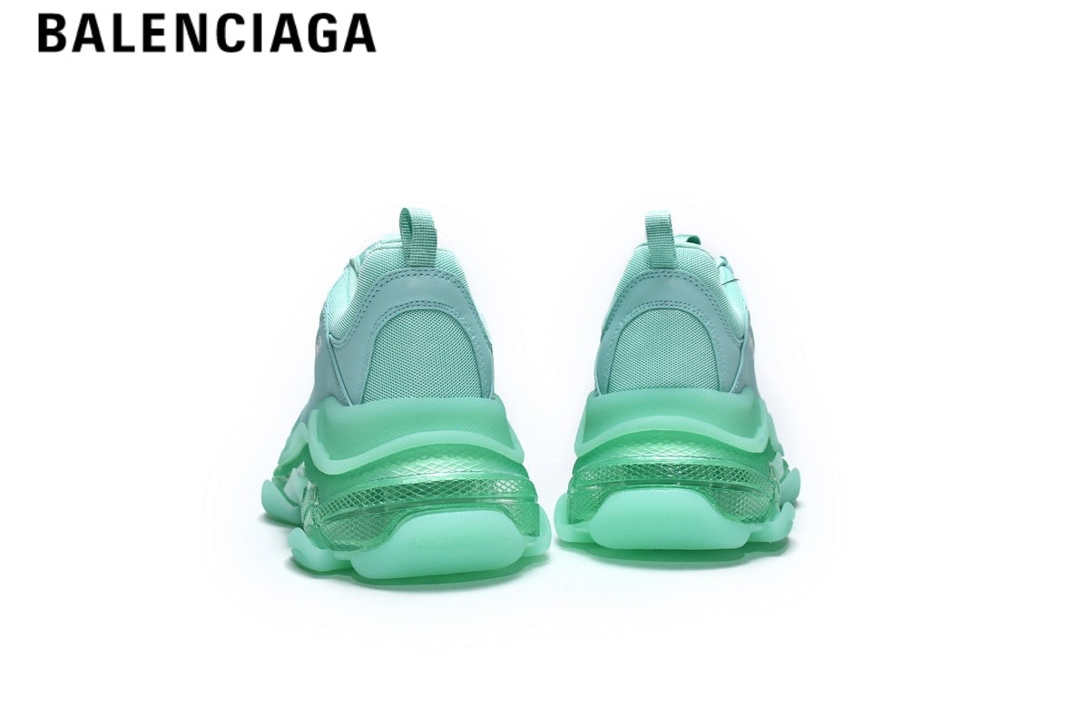 Balenciaga Triple S men's shoes  women sneakers¡ª Mint Green, Clear Sole