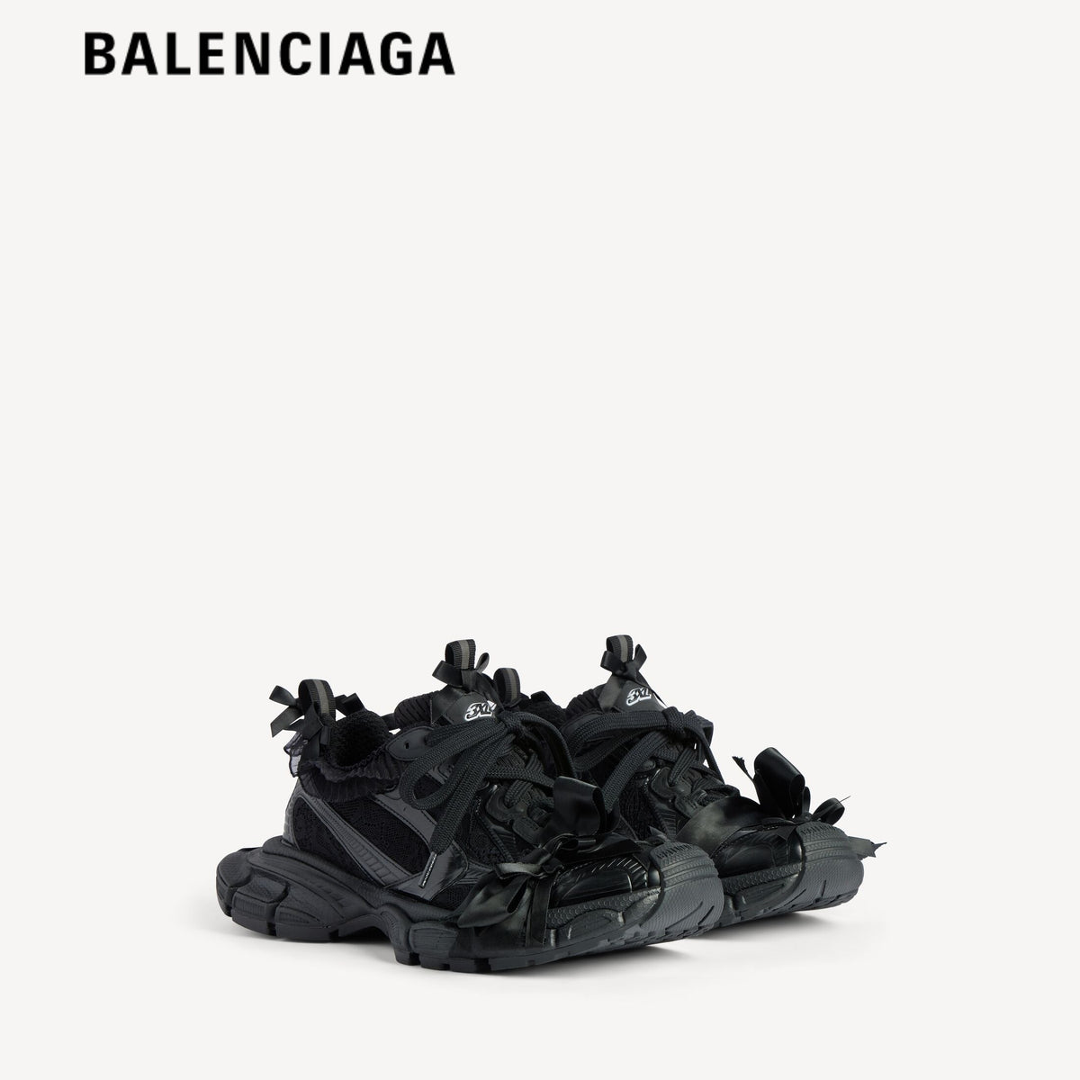 Balenciaga 3XL Ribbon men's shoes  women sneakers All Black