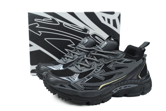 Off-White Be Right Back Women's Men's Shoes | Black & Charcoal Mesh Retro Sneakers