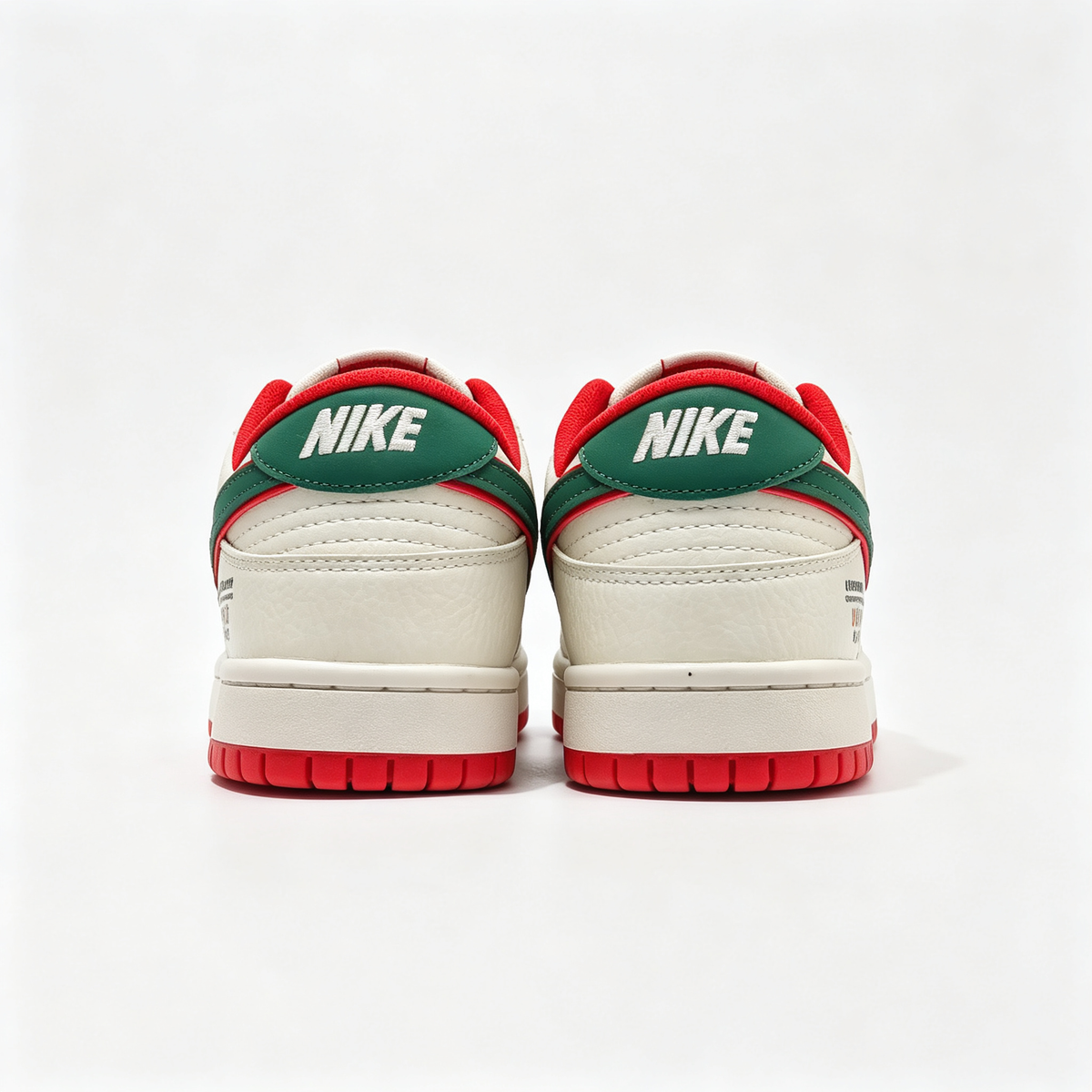 Nike Dunk Low 'World Cup' ¨C Custom Off-White, Green Swoosh & Red Trim Sneakers