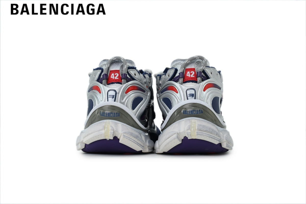 Balenciaga Runner Mid Sneaker ¡ª Navy Mesh, Silver, Red & Purple Synthetic Overlays