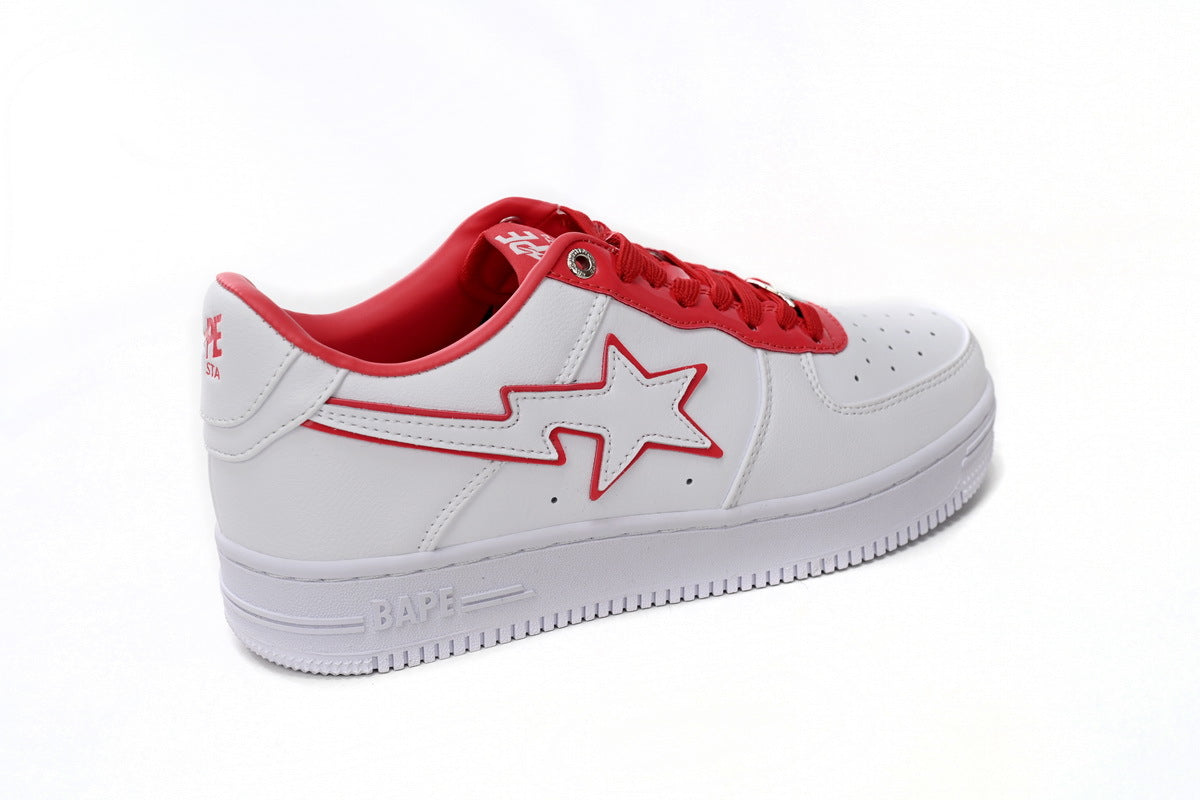 A BATHING APE BAPE STA White & Red Sneakers | Women's & Men's Skate-Inspired Shoes