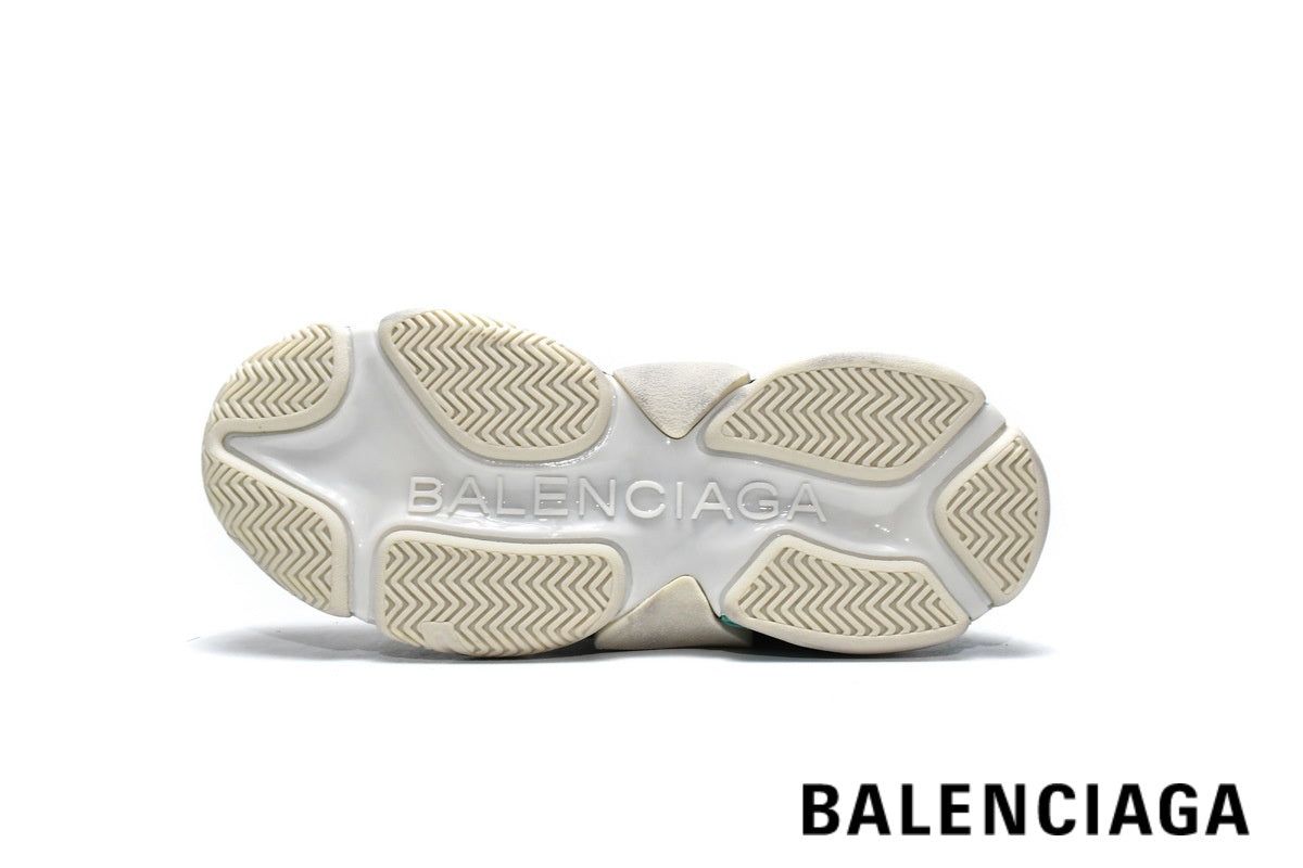 Balenciaga Triple S men's shoes  women sneakers ¨C White & Turquoise