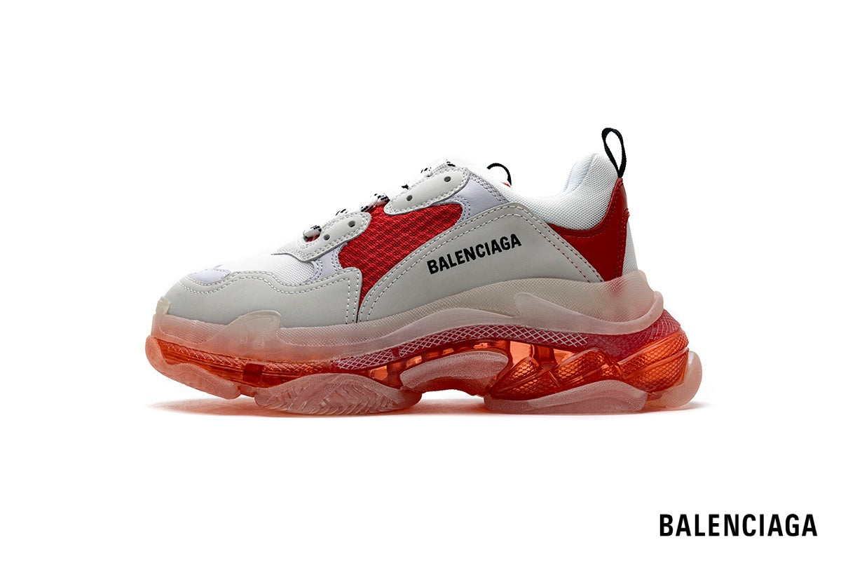 Balenciaga Triple S men's shoes  women sneakers ¨C White & Red