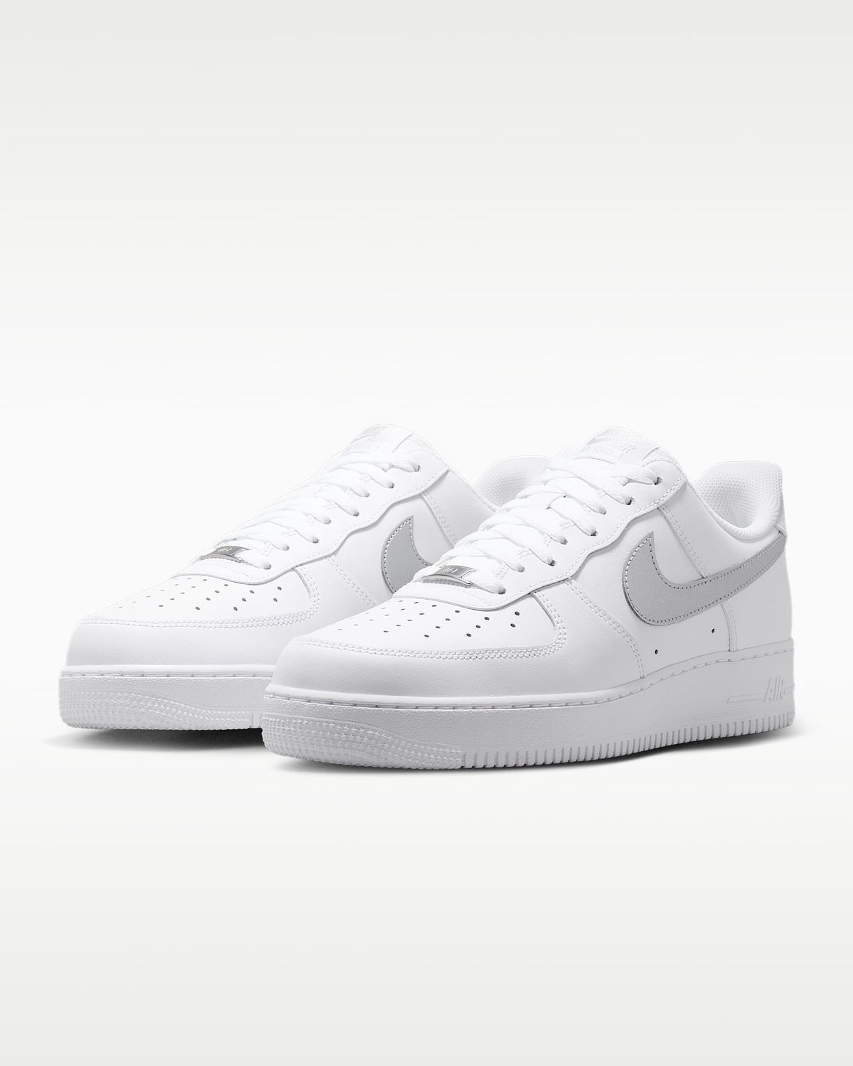 Nike Air Force 1 '07 White Silver Swoosh Sneakers mens low top shoes