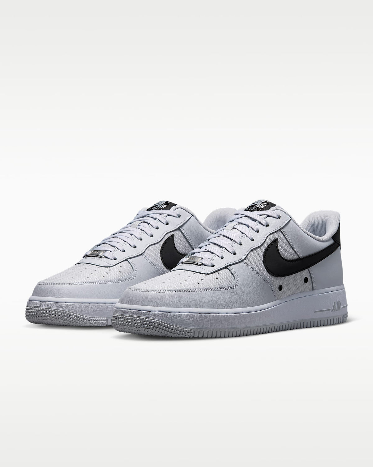 Nike Air Force 1 '07 Light Grey Black Swoosh Sneakers mens low top shoes