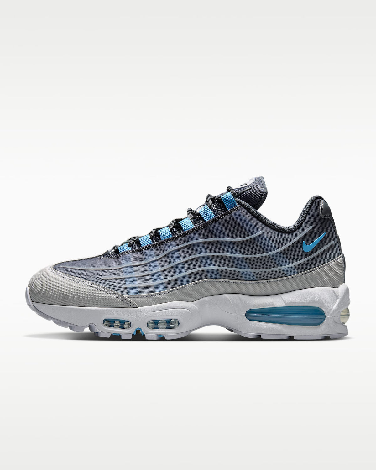 Nike Air Max 95 ¨C Grey / Cerulean Mesh Athletic Sneakers