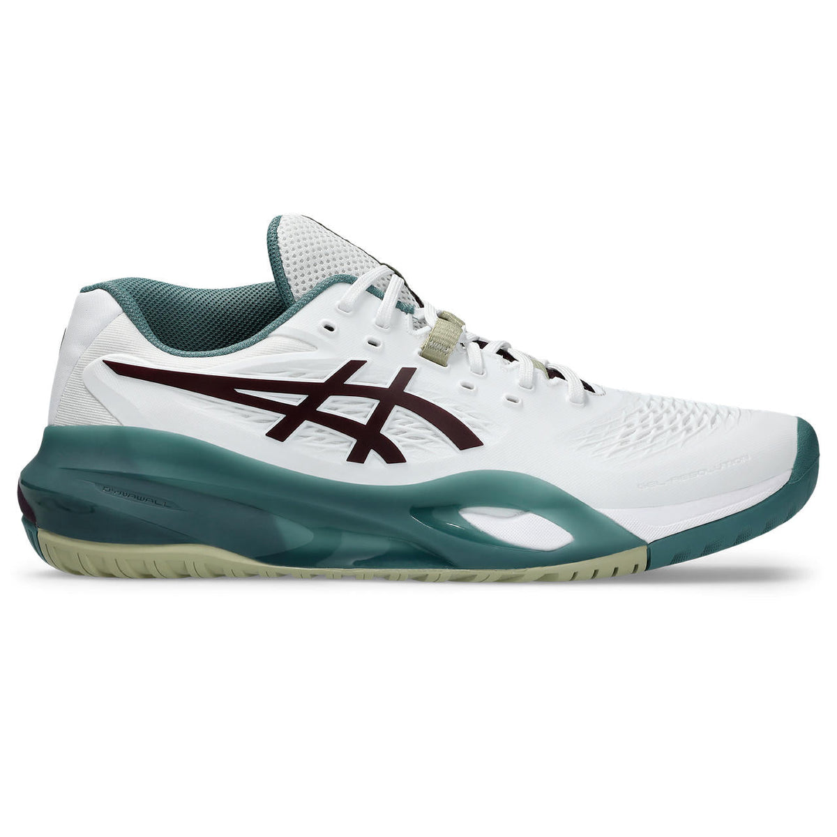 Asics womens shoes  neutral running shoes mens  sneakers Gel-Resolution ¨C White/Burgundy/Teal Green Tennis Sneaker