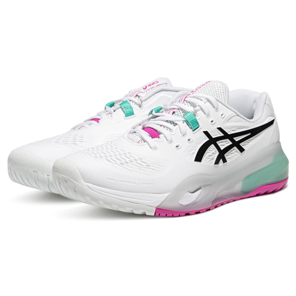 Asics womens shoes  neutral running shoes mens  sneakers Gel-Resolution ¨C White/Black/Pink/Mint Tennis Sneaker
