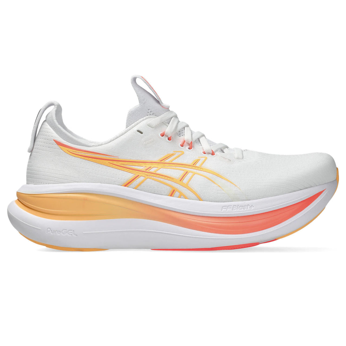 Asics womens shoes  neutral running shoes mens  sneakers Gel-Nimbus 27 White / Orange / Yellow