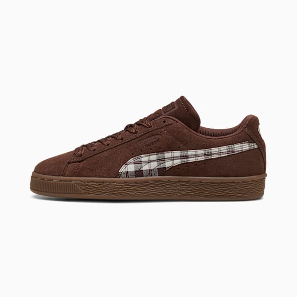 Puma Suede ¡ª Dark Brown / Plaid puma shoes for men  womens shoes  roma shoes