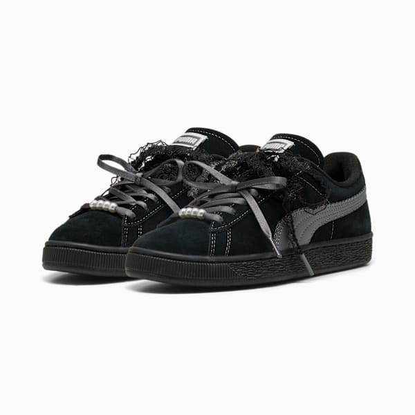 Puma Suede ¡ª Black / Lace Ribbon / Pearl puma shoes for men  womens shoes  roma shoes