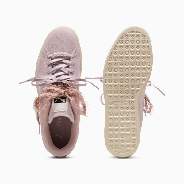 Puma Suede ¡ª Light Pink / Lace Ribbon / Pearl puma shoes for men  womens shoes  roma shoes