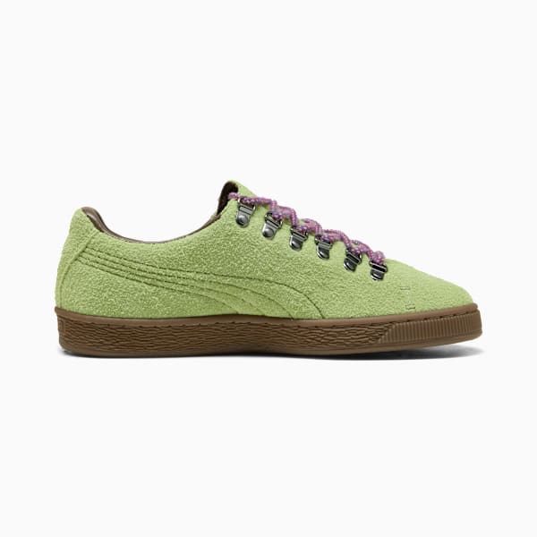 Puma Suede ¡ª Green / Metal Eyelets / Purple Laces puma shoes for men  womens shoes  roma shoes