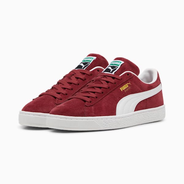 PUMA Suede Classic Burgundy-White-Gold puma shoes for men  womens shoes  roma shoes